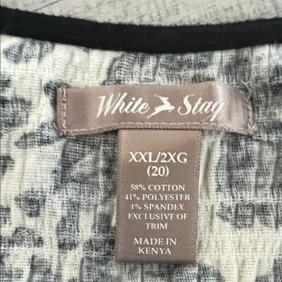 🐝White Stag Black and White Leopard Print Short Sleeve Top Size XXL - Picture 5 of 5